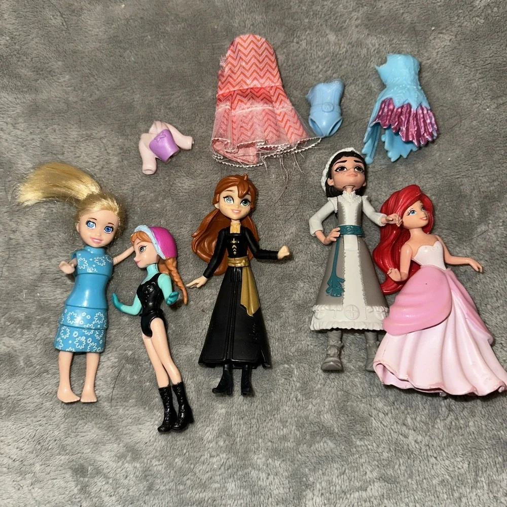 Disney Frozen Little Mermaid And Polly Pocket Dolls‎